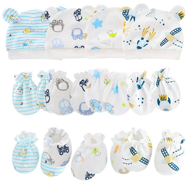 Solid Color Newborn Baby Hat, Gloves And Foot Cover Accessories-Children Cloth Shop