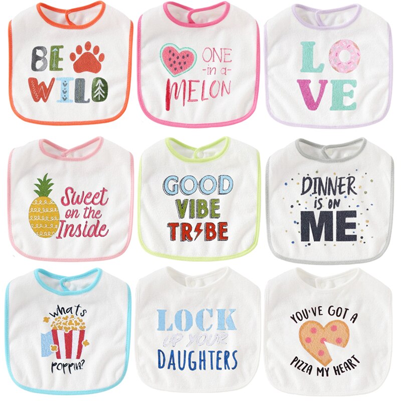 5Pcs Cotton Cartoon Print Baby Bibs-Children Cloth Shop