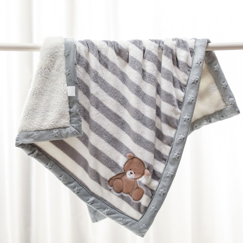 Cartoon Animal Print Flannel Baby Blanket-Children Cloth Shop