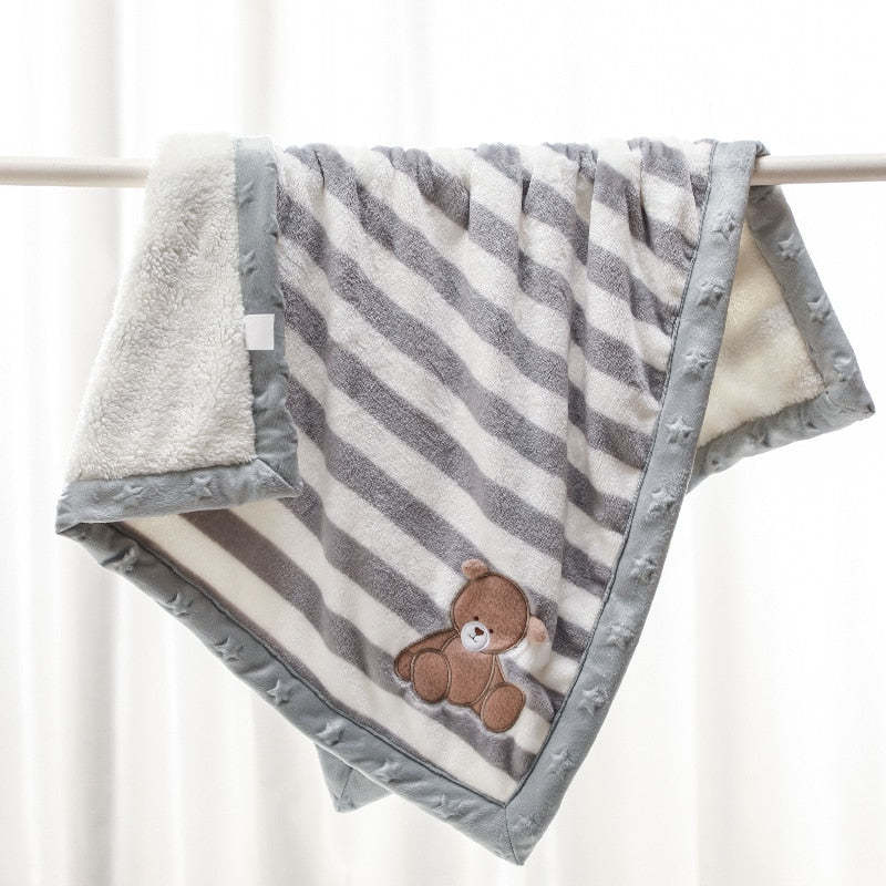 Cartoon Animal Print Flannel Baby Blanket-Children Cloth Shop