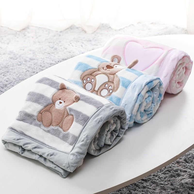 Cartoon Animal Print Flannel Baby Blanket-Children Cloth Shop