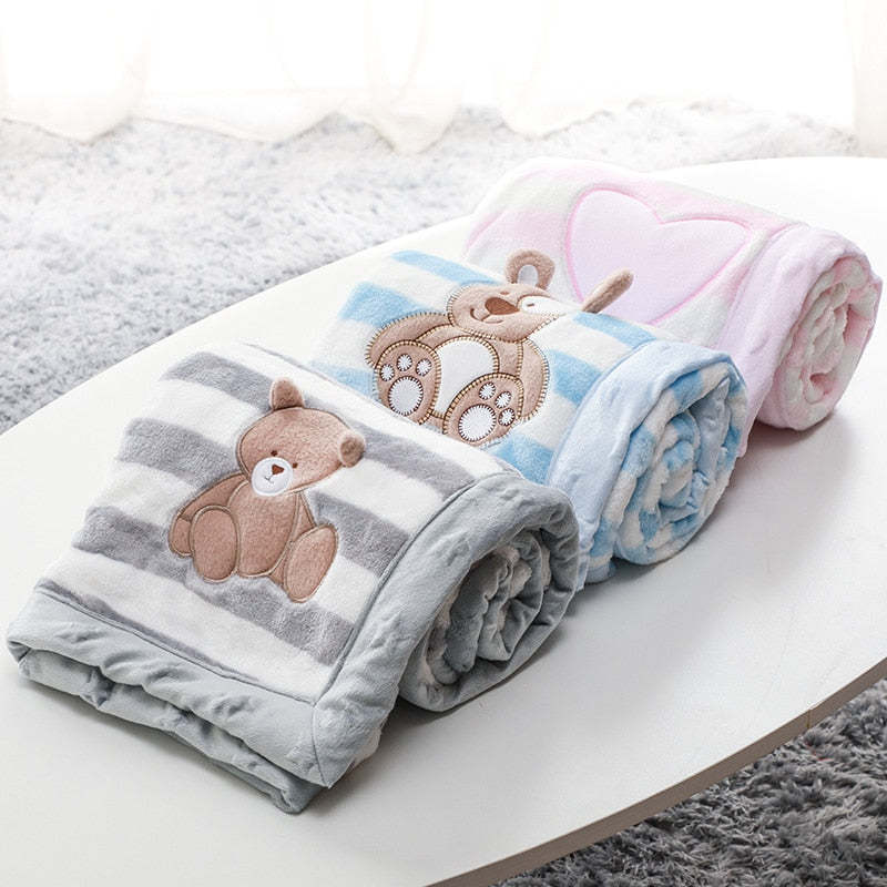 Cartoon Animal Print Flannel Baby Blanket-Children Cloth Shop