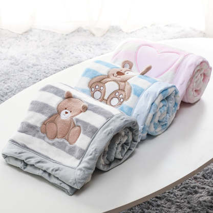 Cartoon Animal Print Flannel Baby Blanket-Children Cloth Shop