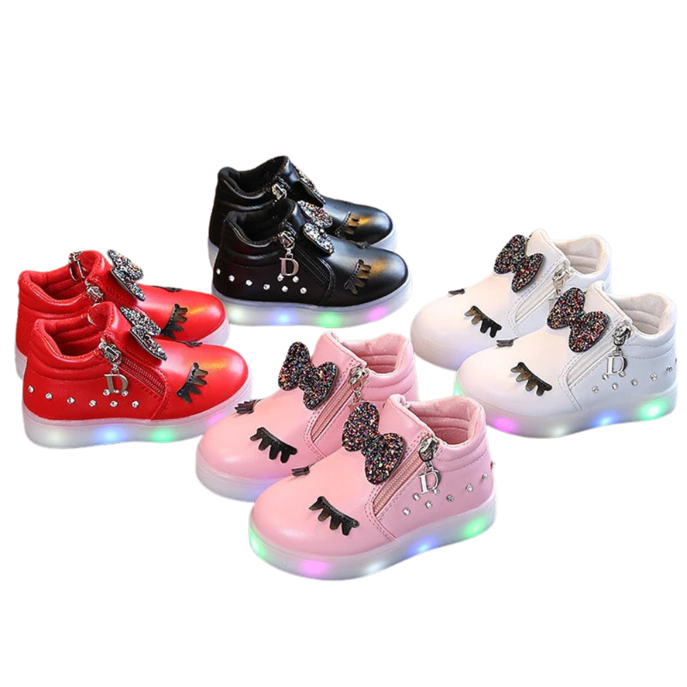 LED Zip Up High Top Shoes With Bow