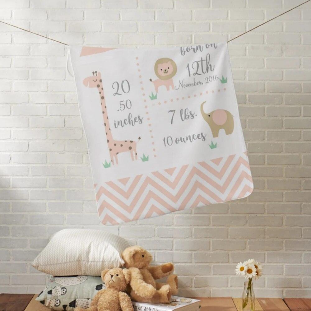 Jungle Animals Blanket – Personalized Safari Baby Announcement Gift-Children Cloth Shop