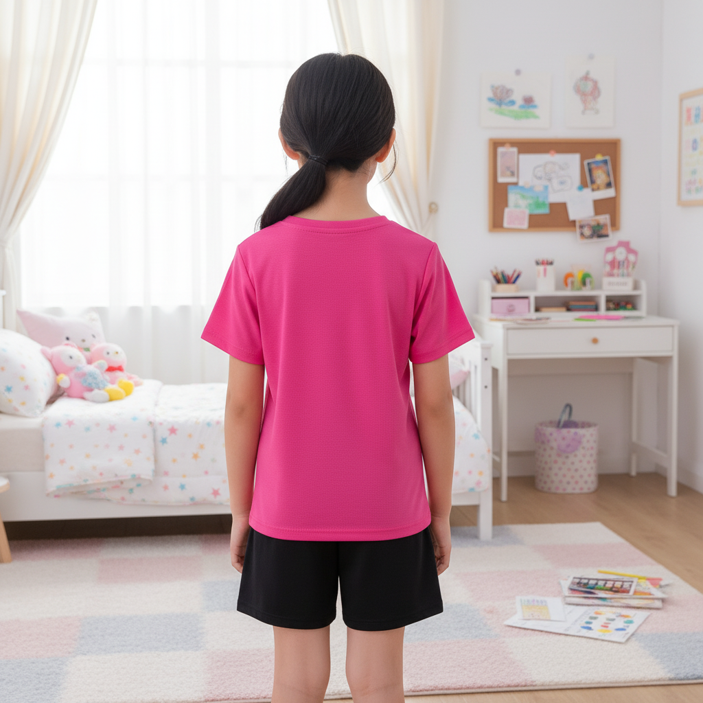Kuromi Graphic Themed Mesh T Shirt And Shorts Set For Girls