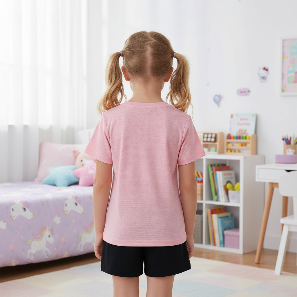 Kuromi Graphic Themed Mesh T Shirt And Shorts Set For Girls