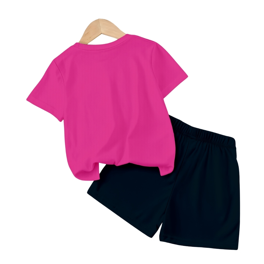 Kuromi Graphic Themed Mesh T Shirt And Shorts Outfit Set For Girls