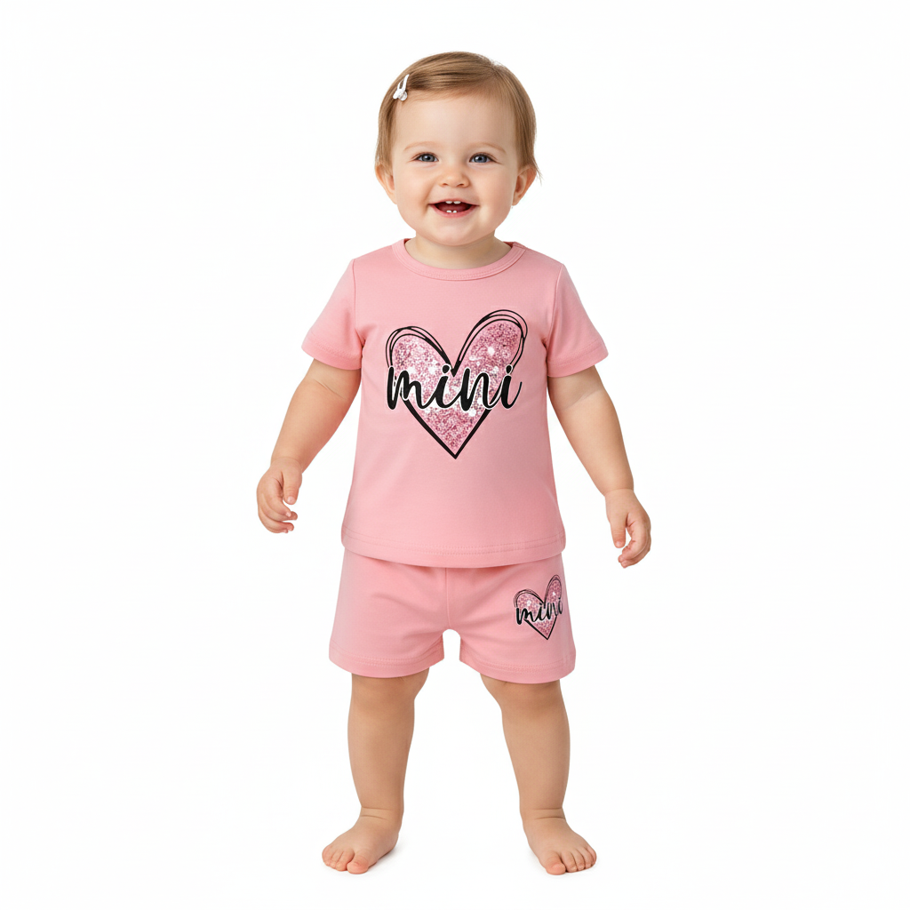 Letter Print Short Sleeve Top Set For Boys And Girls 