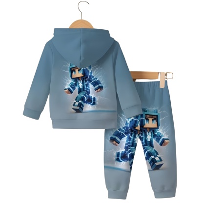 Minecraft Inspired Graphics Hoodie And Jogger Set For Kids