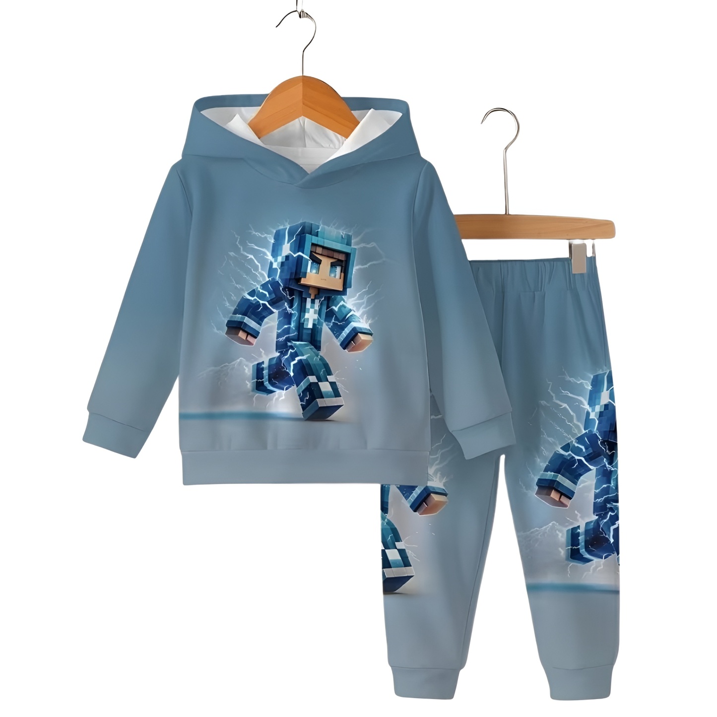 Minecraft Inspired Graphics Hoodie And Jogger Set For Kids