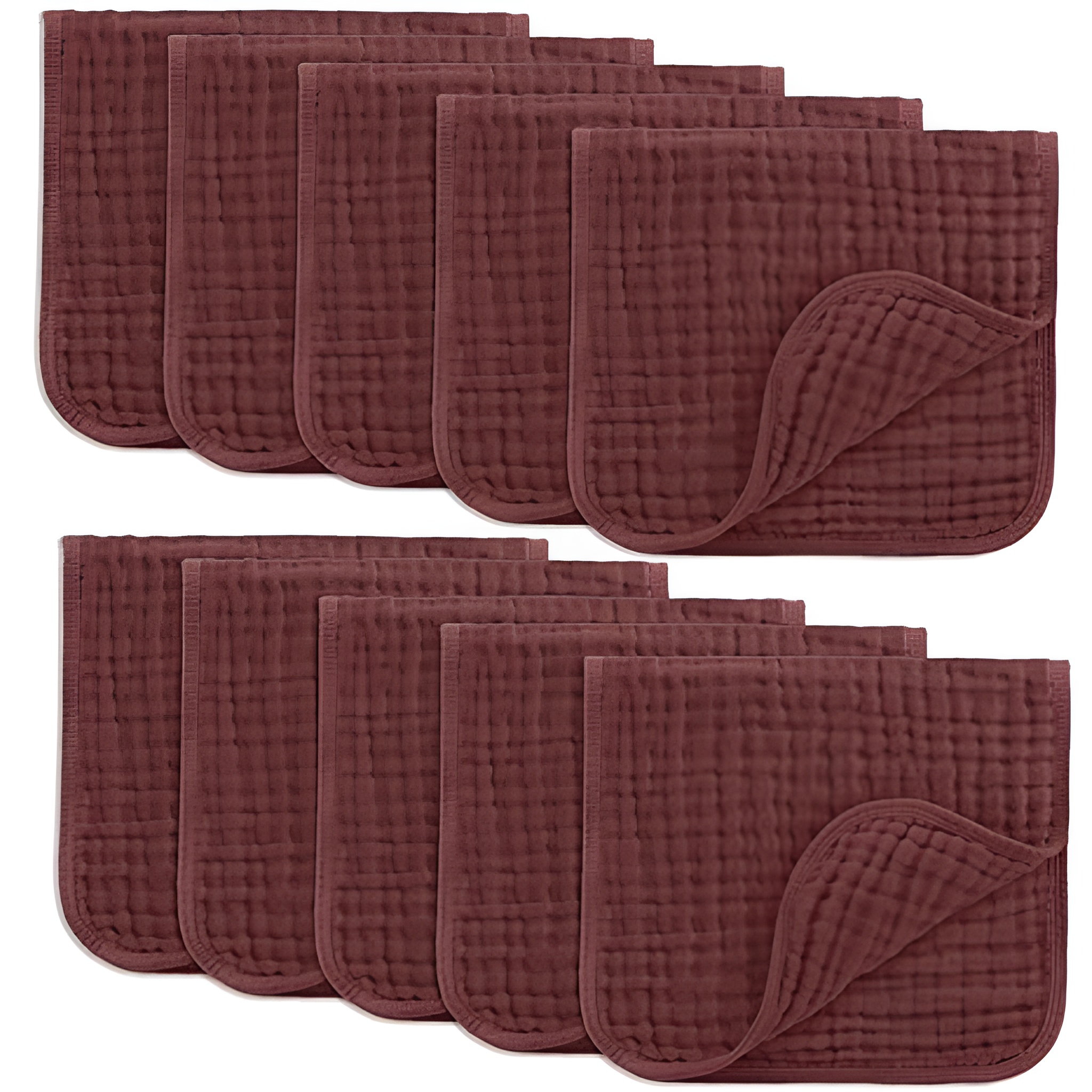 Muslin Burp Cloths Pack of 10 Large 6 Layer Ultra Absorbent Cotton For Baby