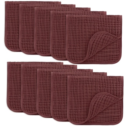 Muslin Burp Cloths Pack of 10 Large 6 Layer Ultra Absorbent Cotton For Baby