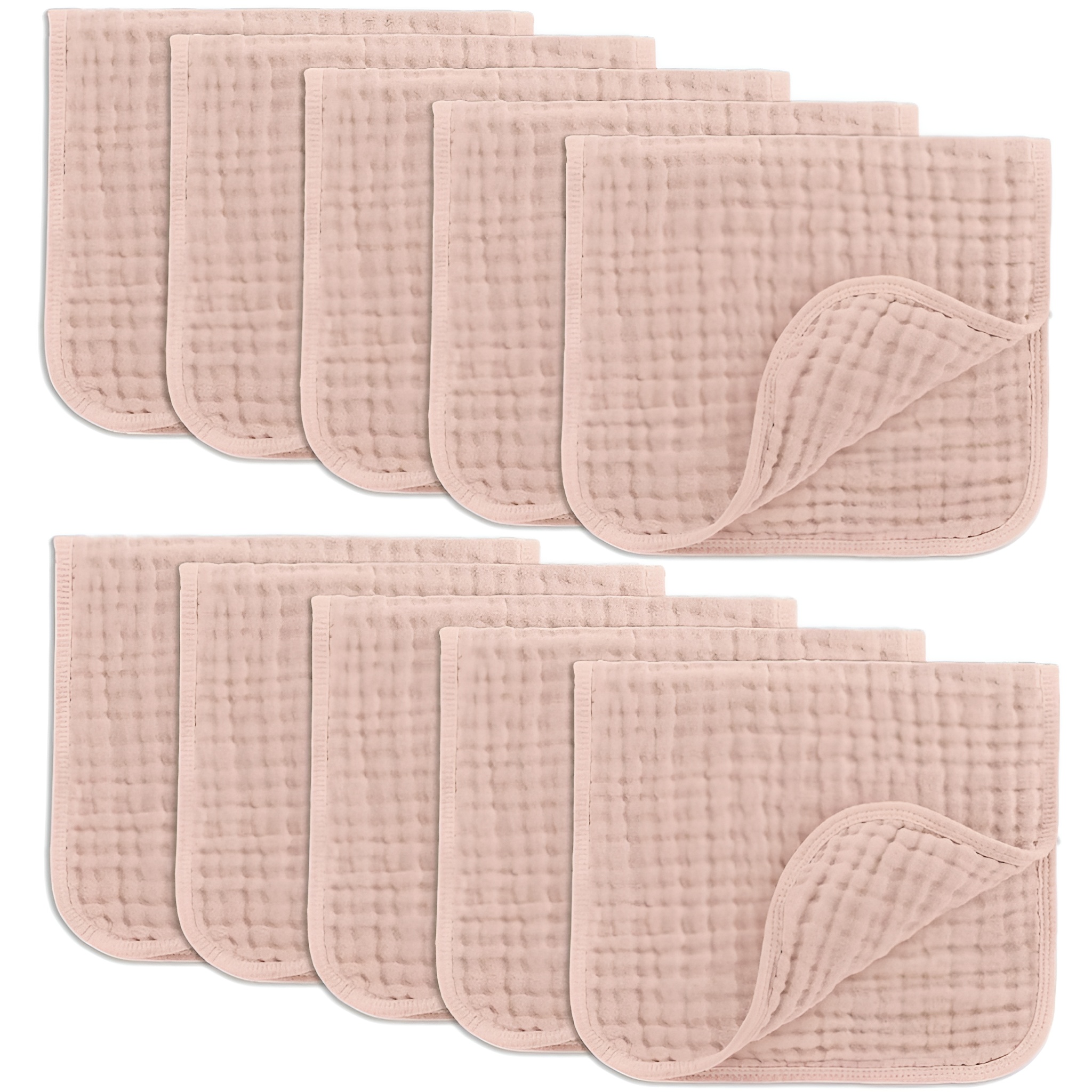 Muslin Burp Cloths Pack of 10 Large 6 Layer Ultra Absorbent Cotton For Baby