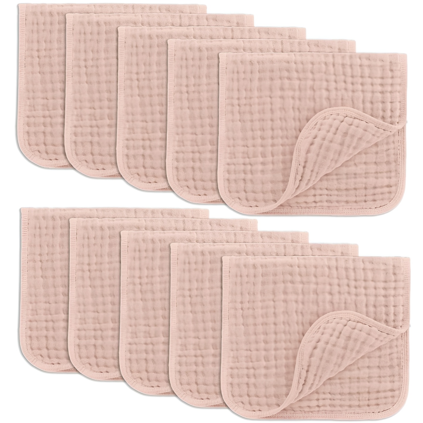 Muslin Burp Cloths Pack of 10 Large 6 Layer Ultra Absorbent Cotton For Baby
