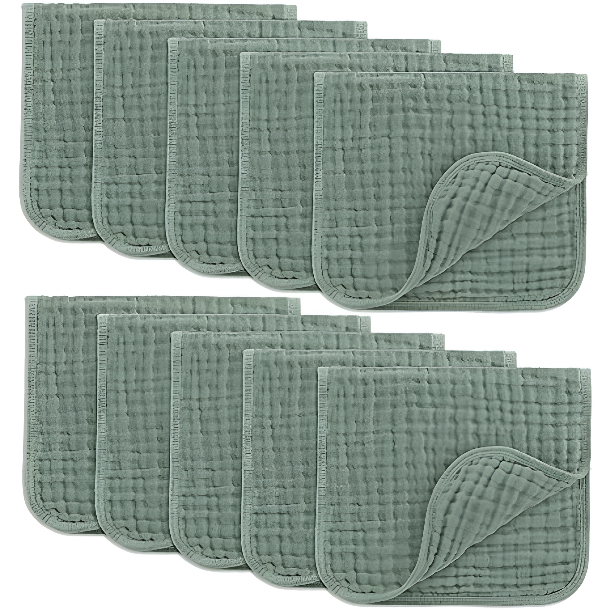 Muslin Burp Cloths Pack of 10 Large 6 Layer Ultra Absorbent Cotton For Baby