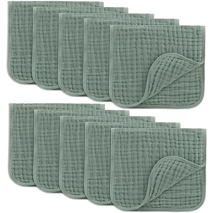 Muslin Burp Cloths Pack of 10 Large 6 Layer Ultra Absorbent Cotton For Baby