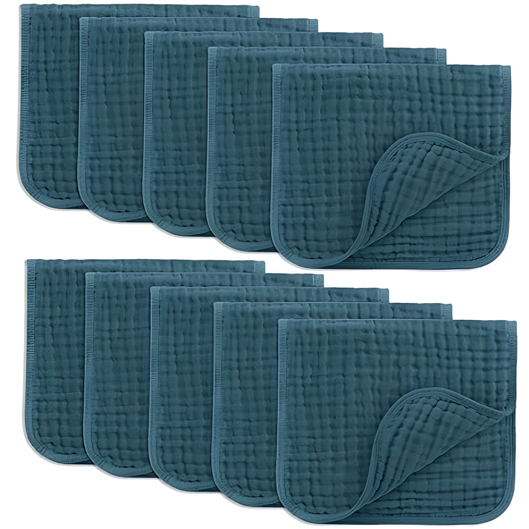 Muslin Burp Cloths Pack of 10 Large 6 Layer Ultra Absorbent Cotton For Baby