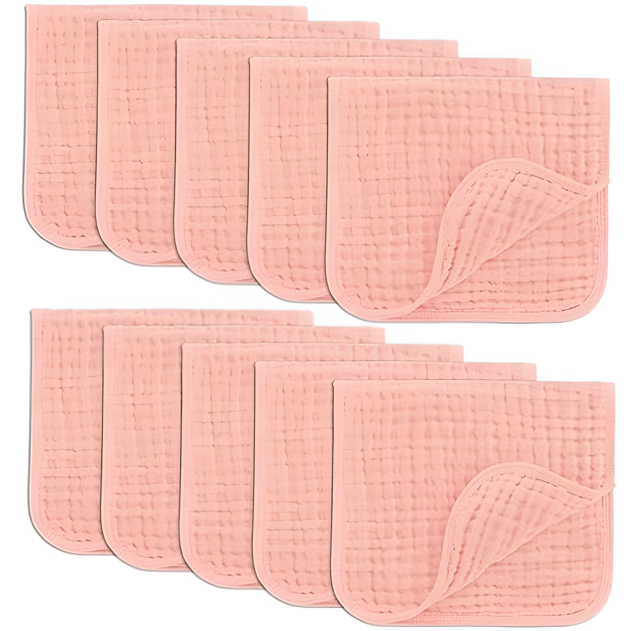 Muslin Burp Cloths Pack of 10 Large 6 Layer Ultra Absorbent Cotton For Baby