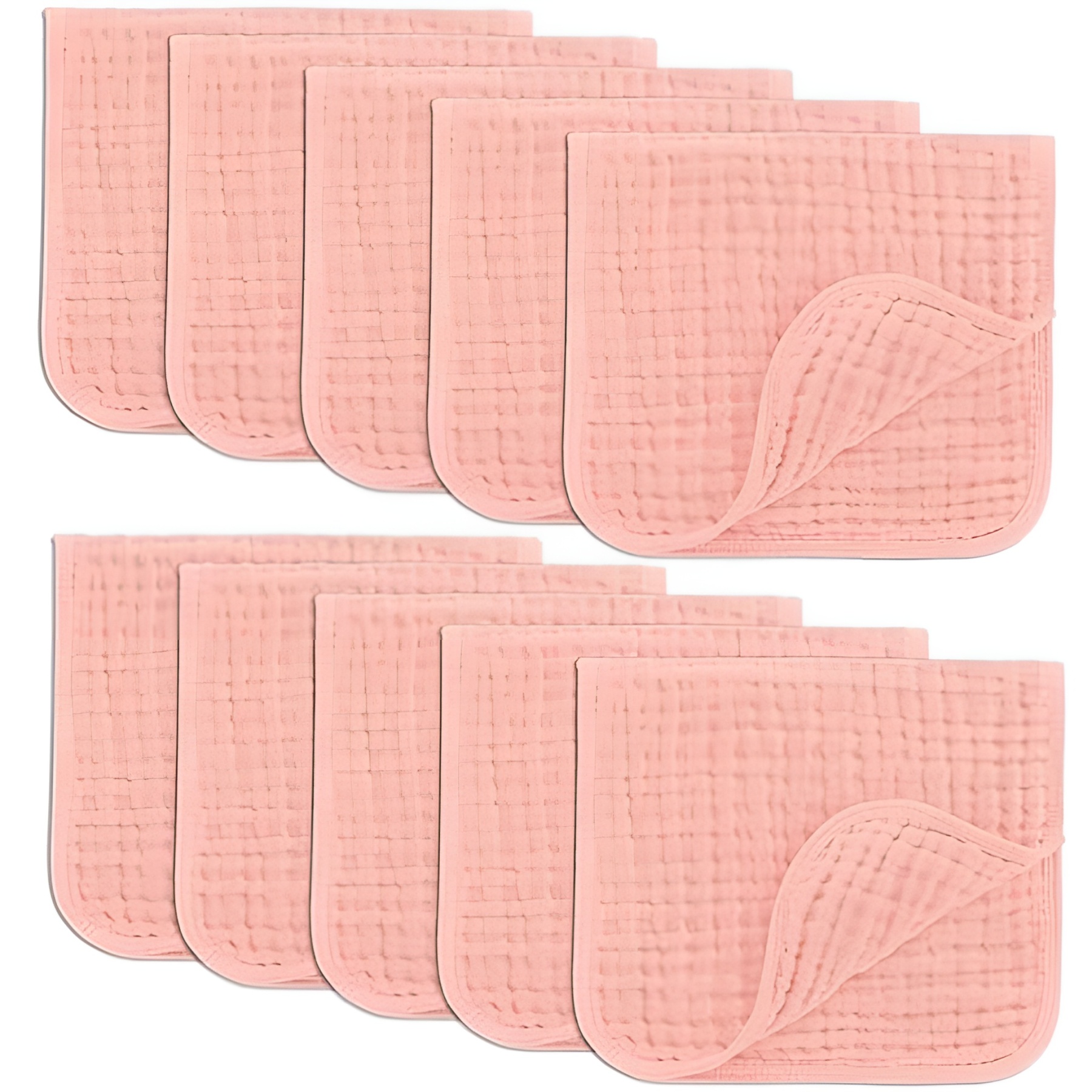 Muslin Burp Cloths Pack of 10 Large 6 Layer Ultra Absorbent Cotton For Baby