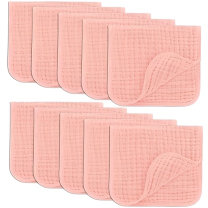 Muslin Burp Cloths Pack of 10 Large 6 Layer Ultra Absorbent Cotton For Baby
