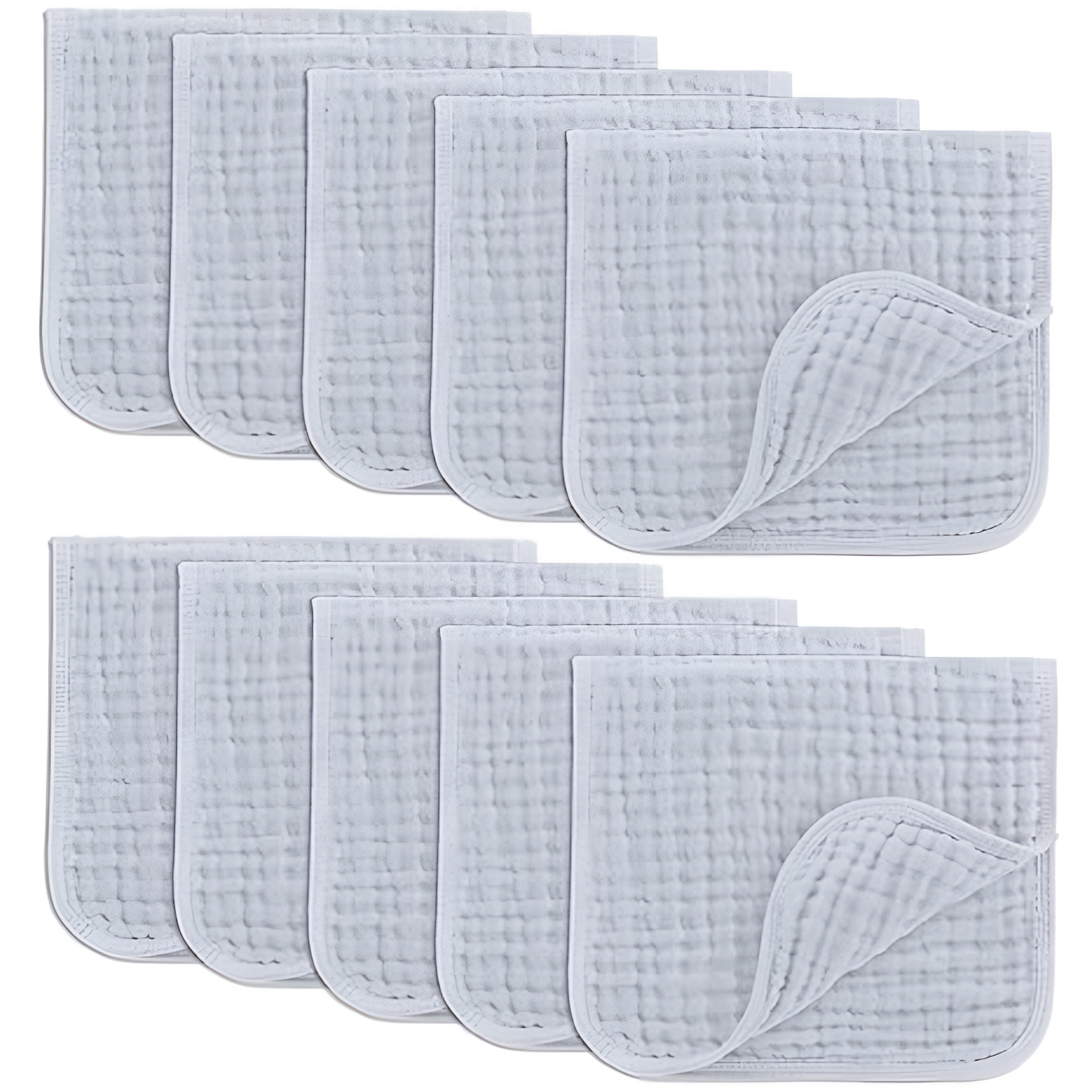 Muslin Burp Cloths Pack of 10 Large 6 Layer Ultra Absorbent Cotton For Baby