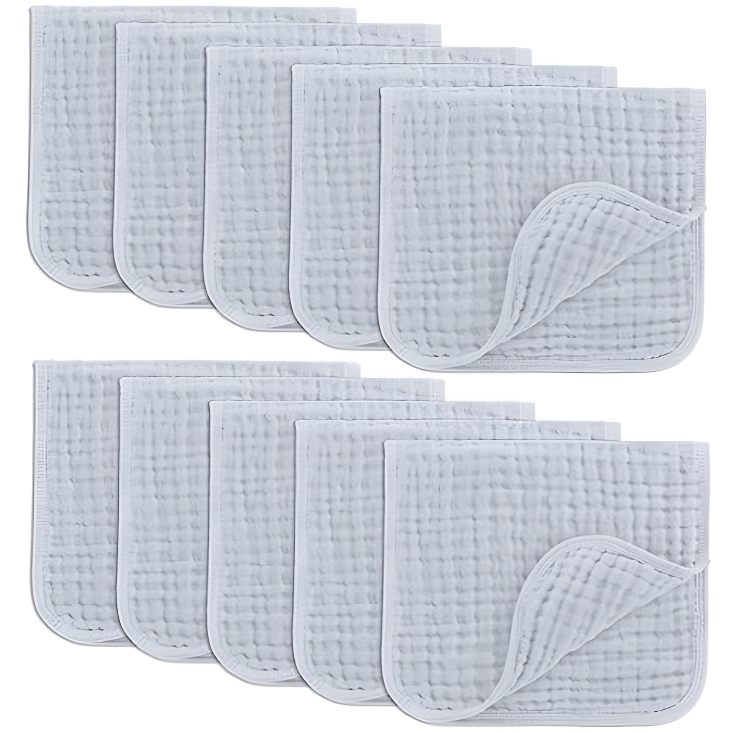 Muslin Burp Cloths Pack of 10 Large 6 Layer Ultra Absorbent Cotton For Baby