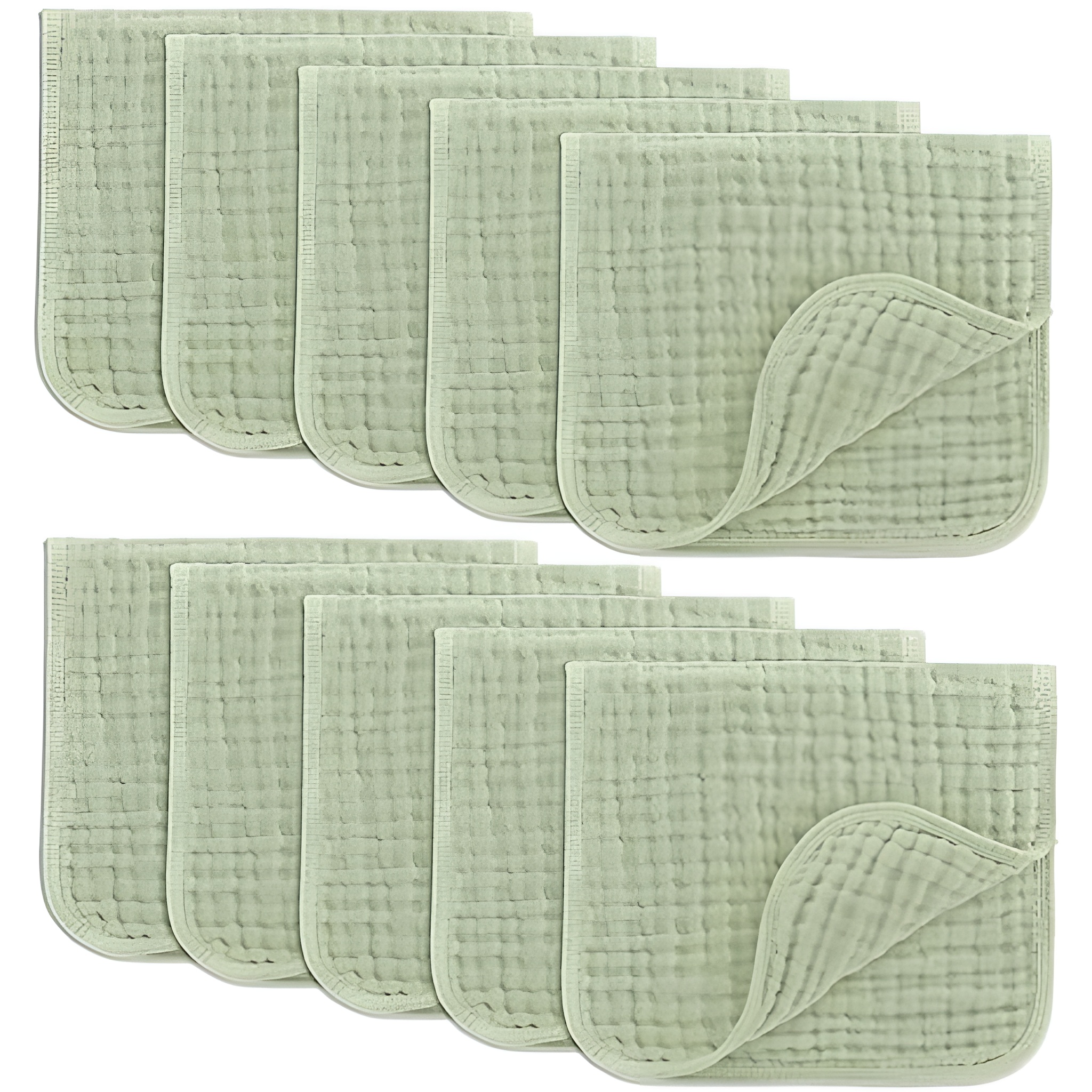 Muslin Burp Cloths Pack of 10 Large 6 Layer Ultra Absorbent Cotton For Baby