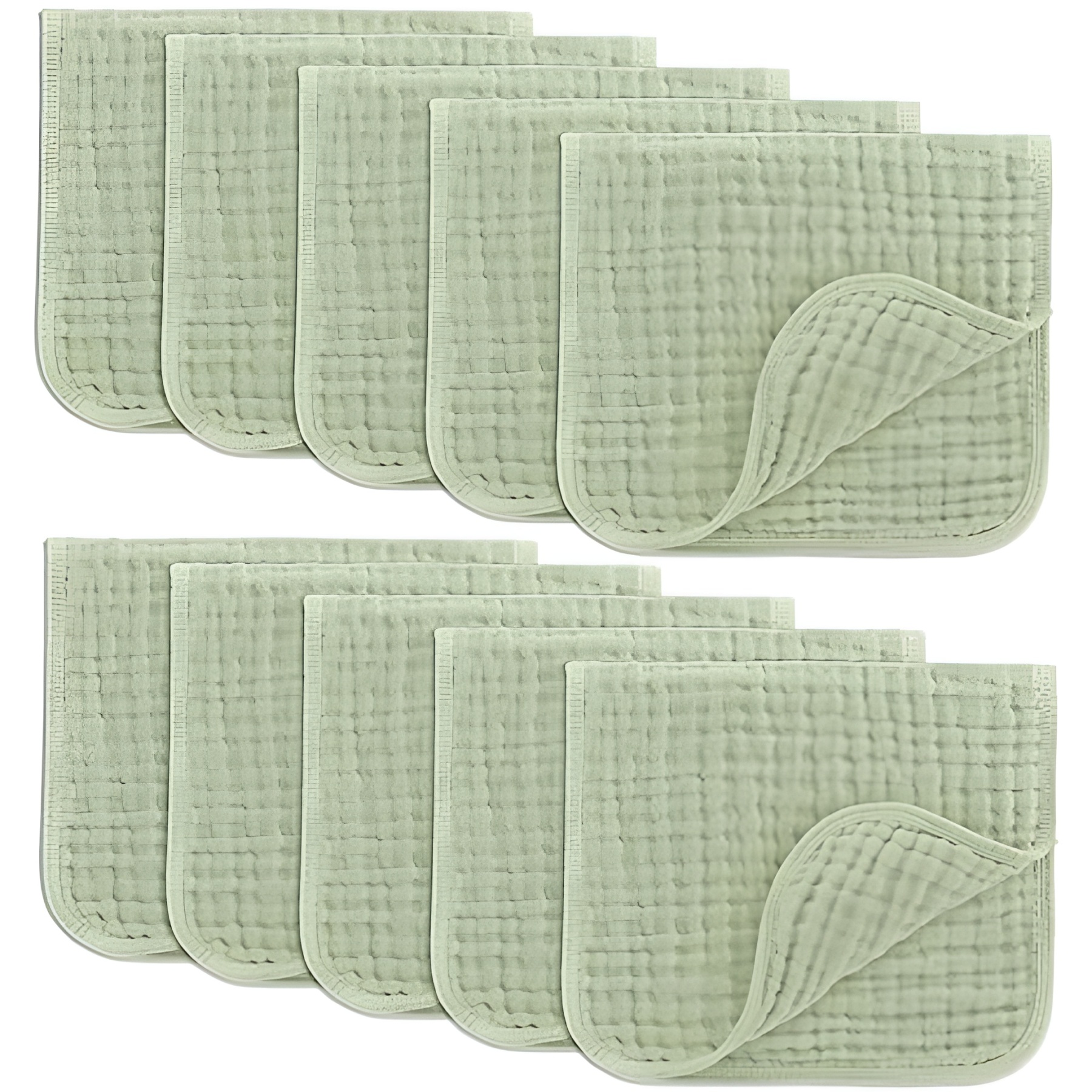 Muslin Burp Cloths Pack of 10 Large 6 Layer Ultra Absorbent Cotton For Baby