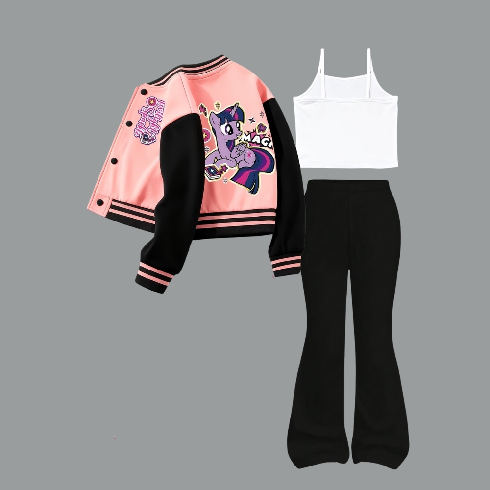 My Little Pony Girls' Short Baseball Vest and Flared Pants Set