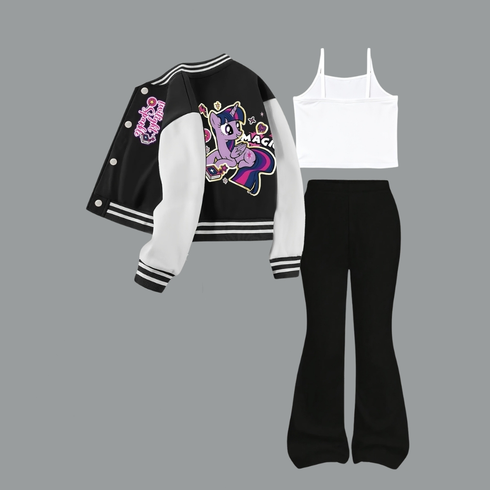 My Little Pony Girls' Short Baseball Vest and Flared Pants Set