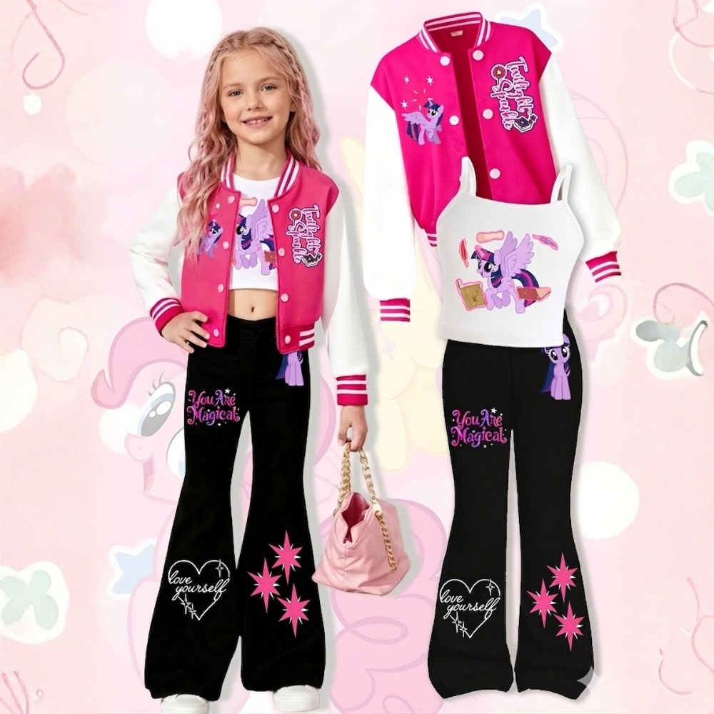 My Little Pony Girls' Short Baseball Vest and Flared Pants Set