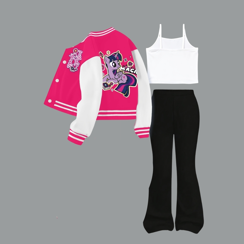 My Little Pony Girls' Short Baseball Vest and Flared Pants Set