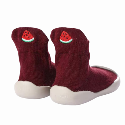 Fruit Print Slip On Socks For Toddlers With Non Slip Rubber Sole