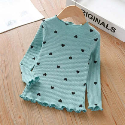 Heart Pattern Girls Long Sleeve Shirt-Children Cloth Shop