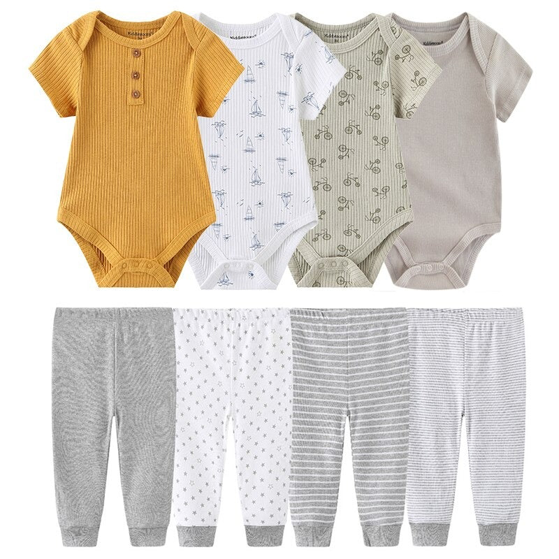 Casual Stripes Pure Cotton Toddler Outfits-Children Cloth Shop