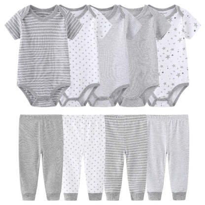 Casual Stripes Pure Cotton Toddler Outfits-Children Cloth Shop
