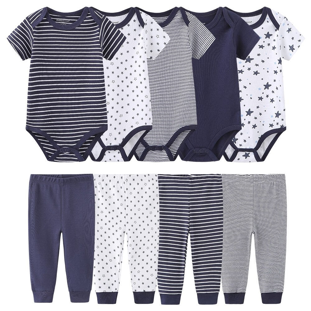 Casual Stripes Pure Cotton Toddler Outfits-Children Cloth Shop