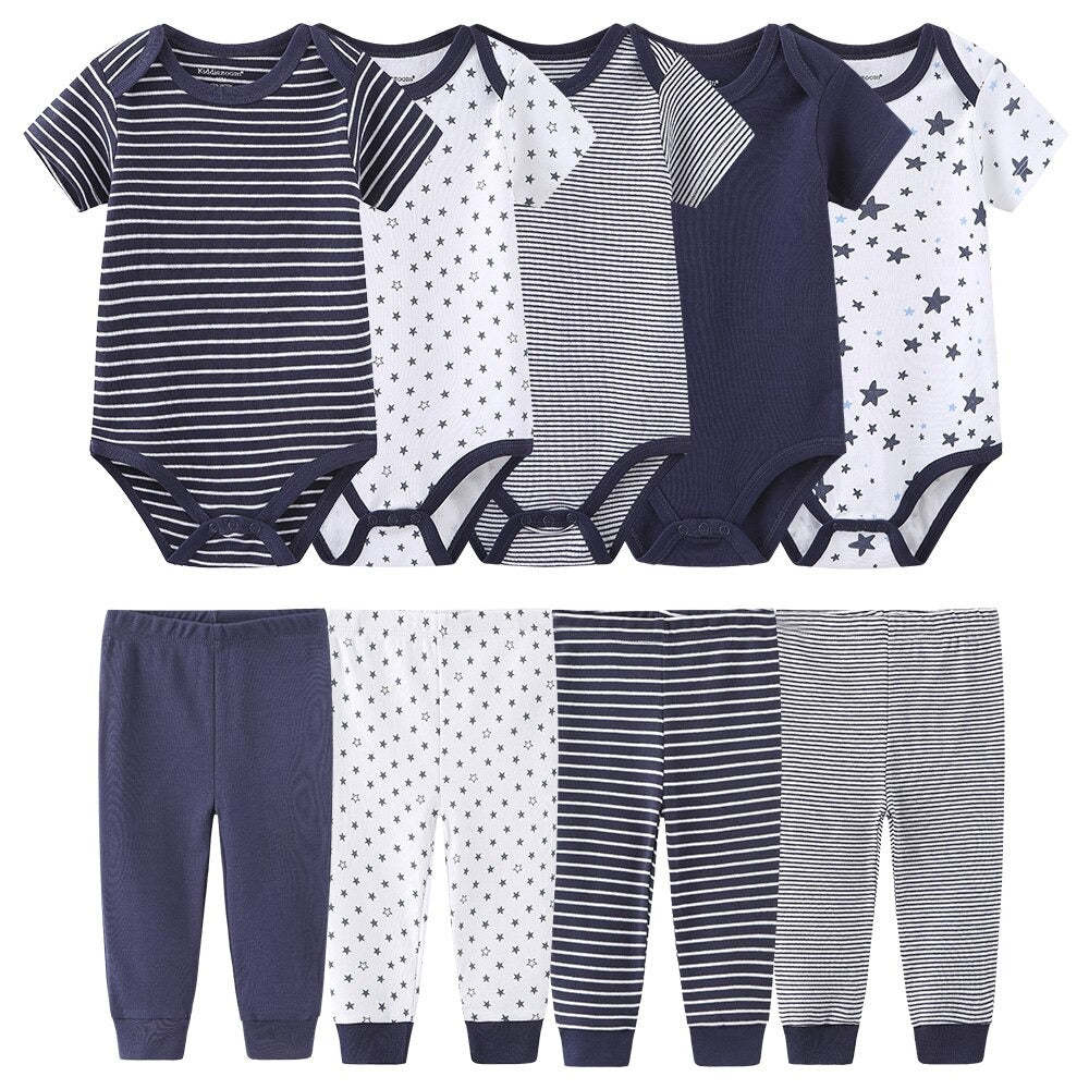 Casual Stripes Pure Cotton Toddler Outfits-Children Cloth Shop