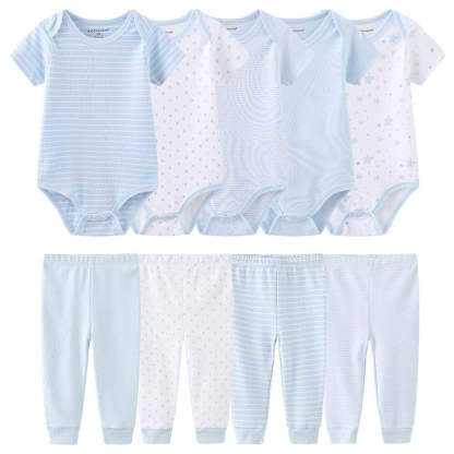 Casual Stripes Pure Cotton Toddler Outfits-Children Cloth Shop