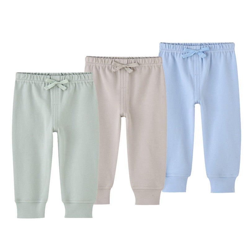 3Pcs Elastic Waist Solid Color Pants-Children Cloth Shop