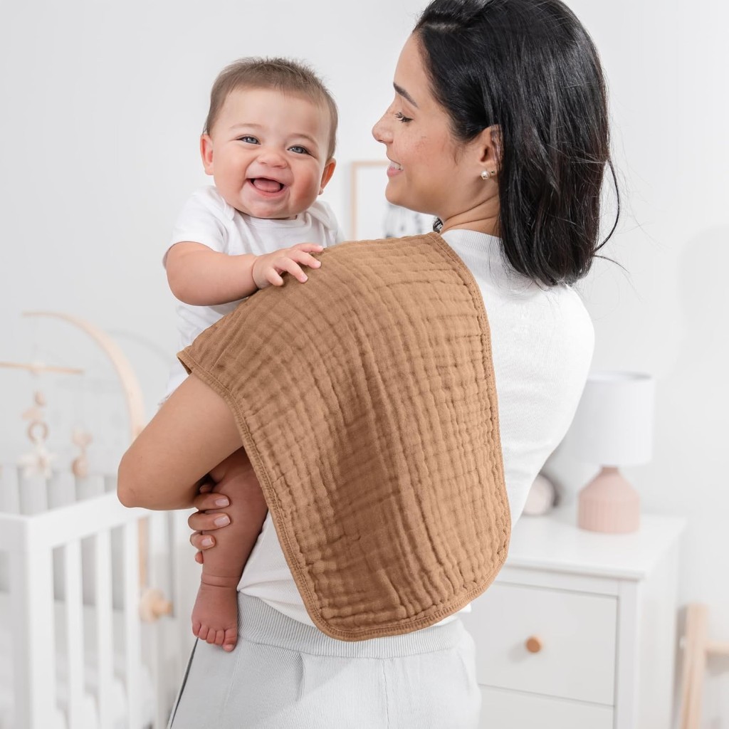 Pack Of 10 Muslin Burp Cloths Large 6 Layer Ultra Absorbent Cotton For Baby