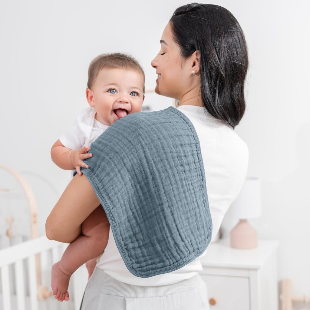 Pack Of 10 Muslin Burp Cloths Large 6 Layer Ultra Absorbent Cotton For Baby