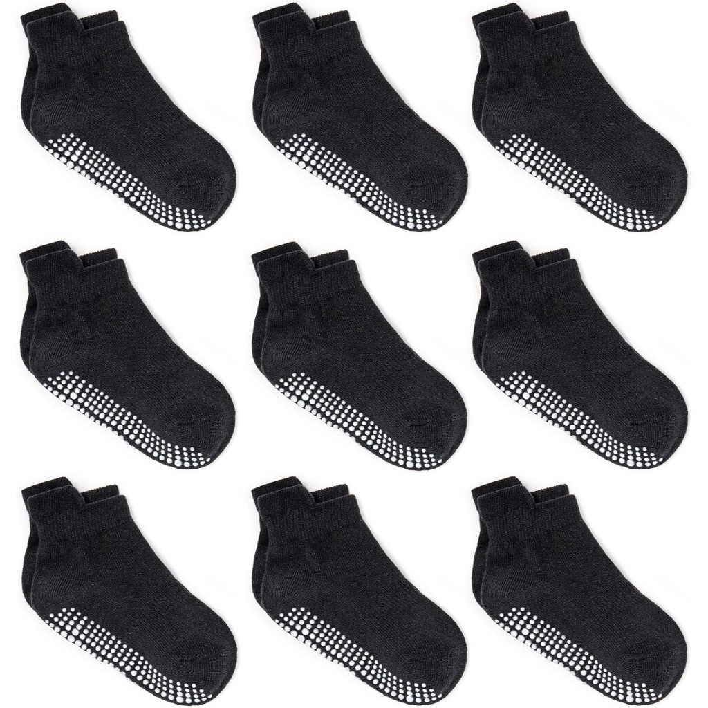 Pack Of 9 Baby Grip Socks With Non Skid Soles for Infants Toddlers And Kids