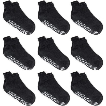 Pack Of 9 Baby Grip Socks With Non Skid Soles for Infants Toddlers And Kids