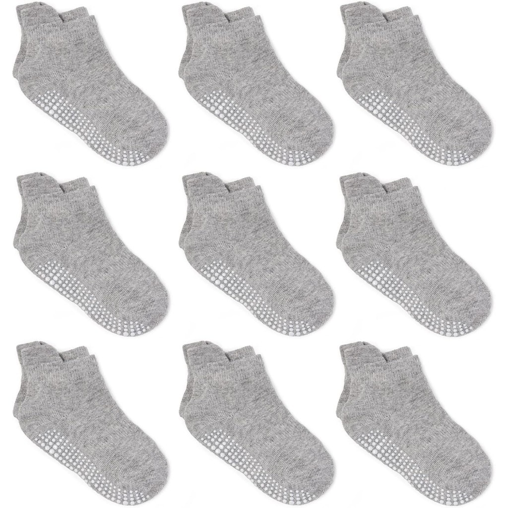 Pack Of 9 Baby Grip Socks With Non Skid Soles for Infants Toddlers And Kids