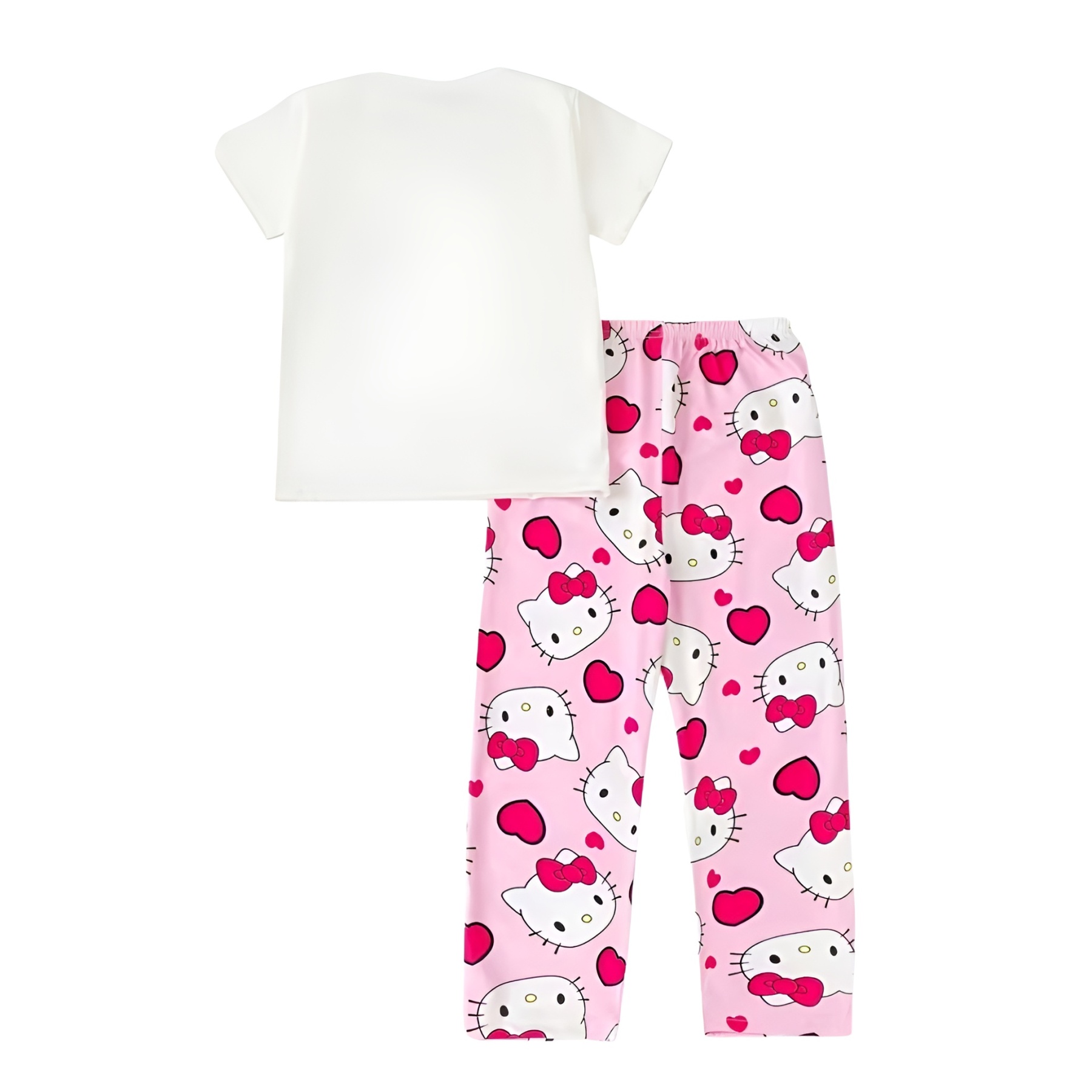 Pajama Set With Kitty Design For Girls
