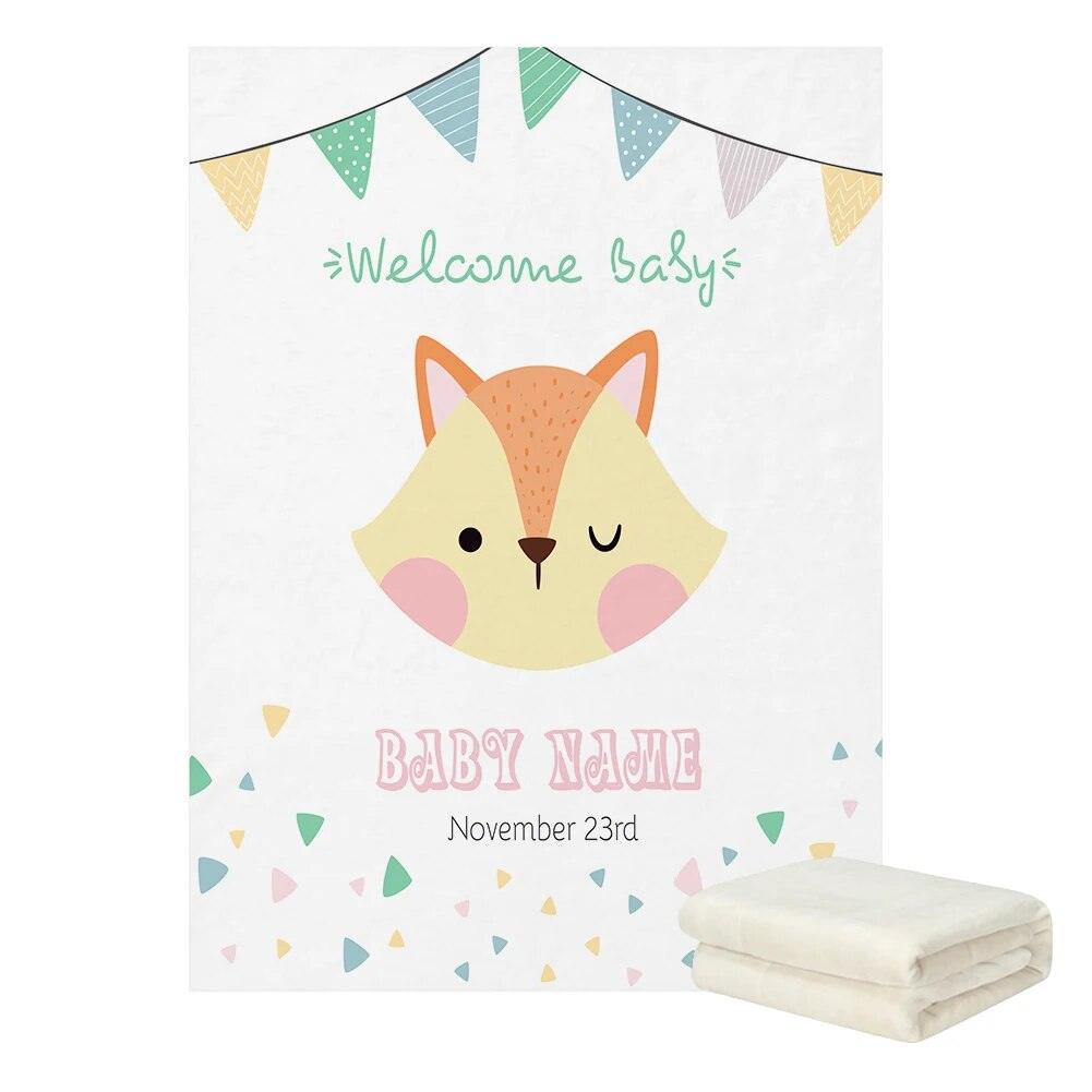 Personalized Animal Illustration Blanket-Children Cloth Shop