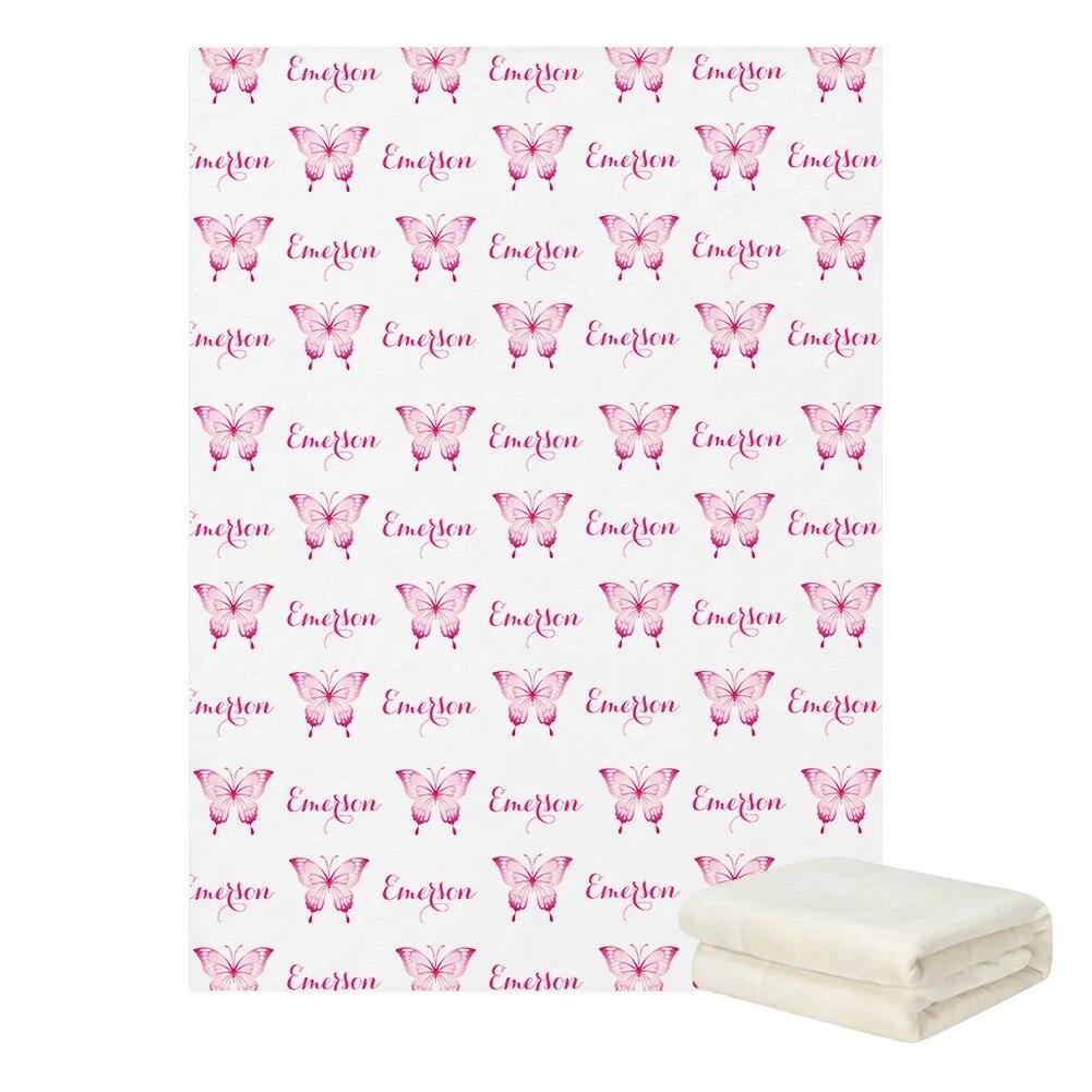 Personalized Butterfly Name Blanket-Children Cloth Shop
