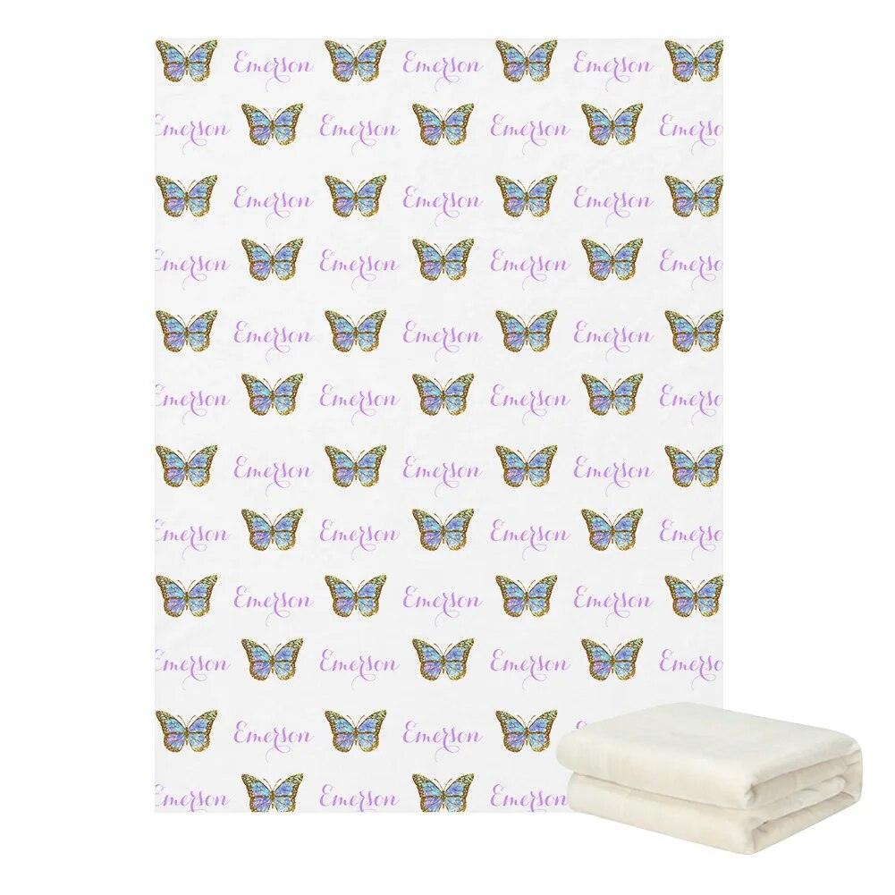 Personalized Butterfly Name Blanket-Children Cloth Shop
